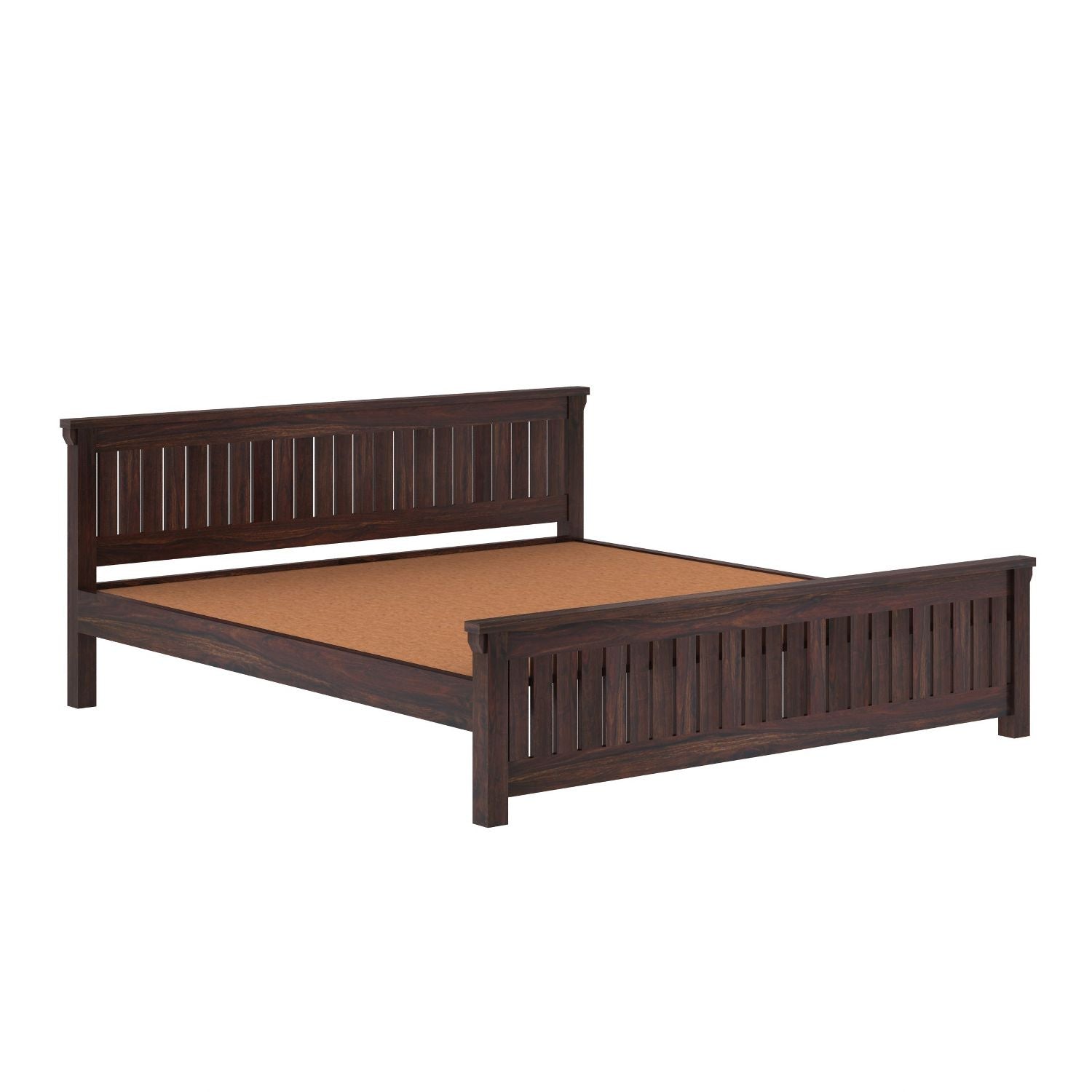 Trinity Solid Sheesham Wood Bed Without Storage (King Size, Walnut Finish)