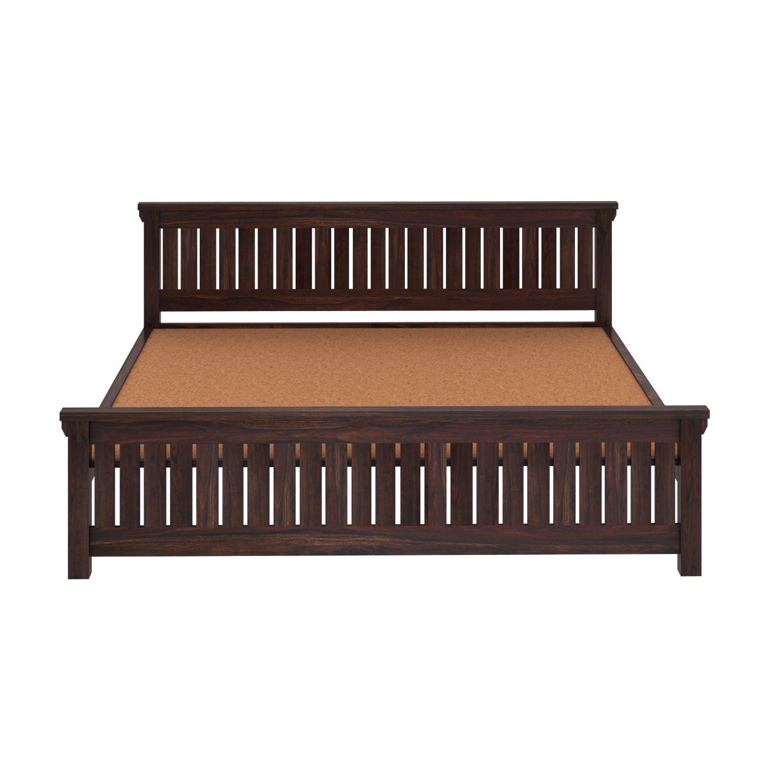 Trinity Solid Sheesham Wood Bed Without Storage (Queen Size, Walnut Finish)