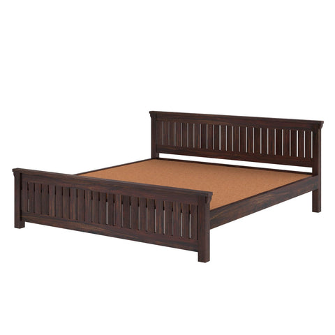 Trinity Solid Sheesham Wood Bed Without Storage (Queen Size, Walnut Finish)