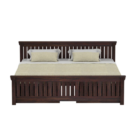 Trinity Solid Sheesham Wood Bed With Four Drawers (Queen Size, Walnut Finish)