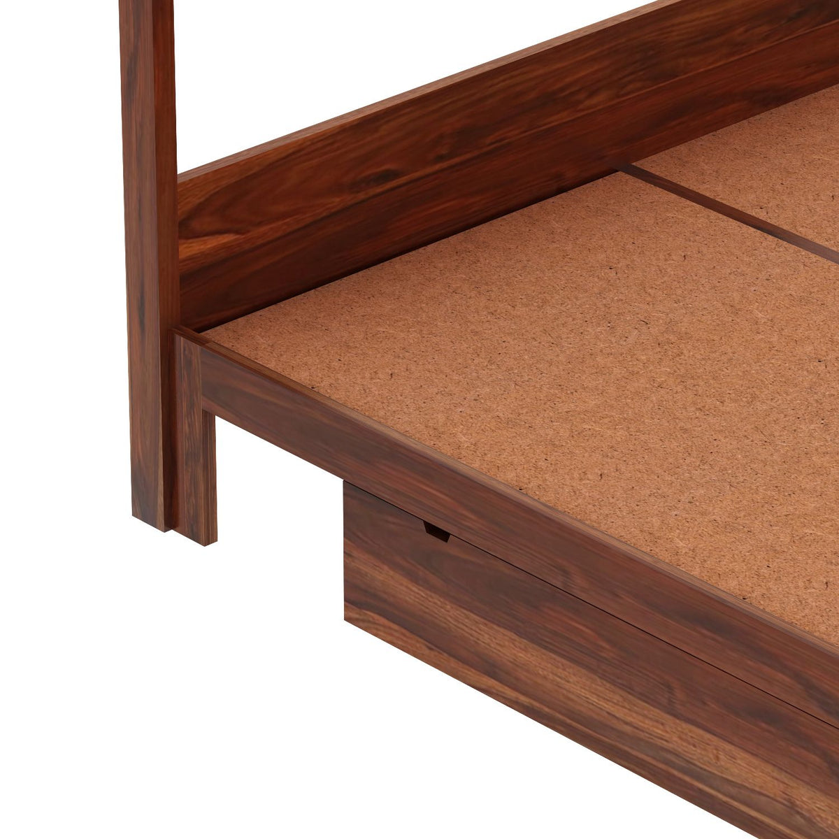 Solivo Solid Sheesham Wood Poster Bed With Two Drawers (King Size, Natural Finish)