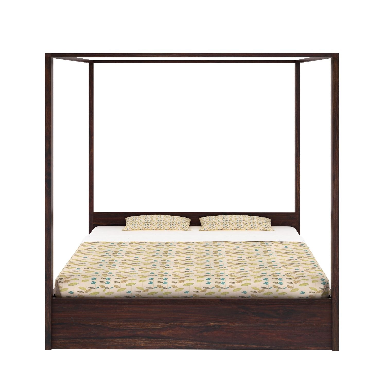 Solivo Solid Sheesham Wood Hydraulic Poster Bed With Box Storage (King Size, Walnut Finish)