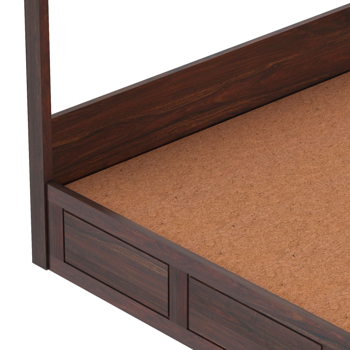 Solivo Solid Sheesham Wood Hydraulic Poster Bed With Box Storage (Queen Size, Walnut Finish)