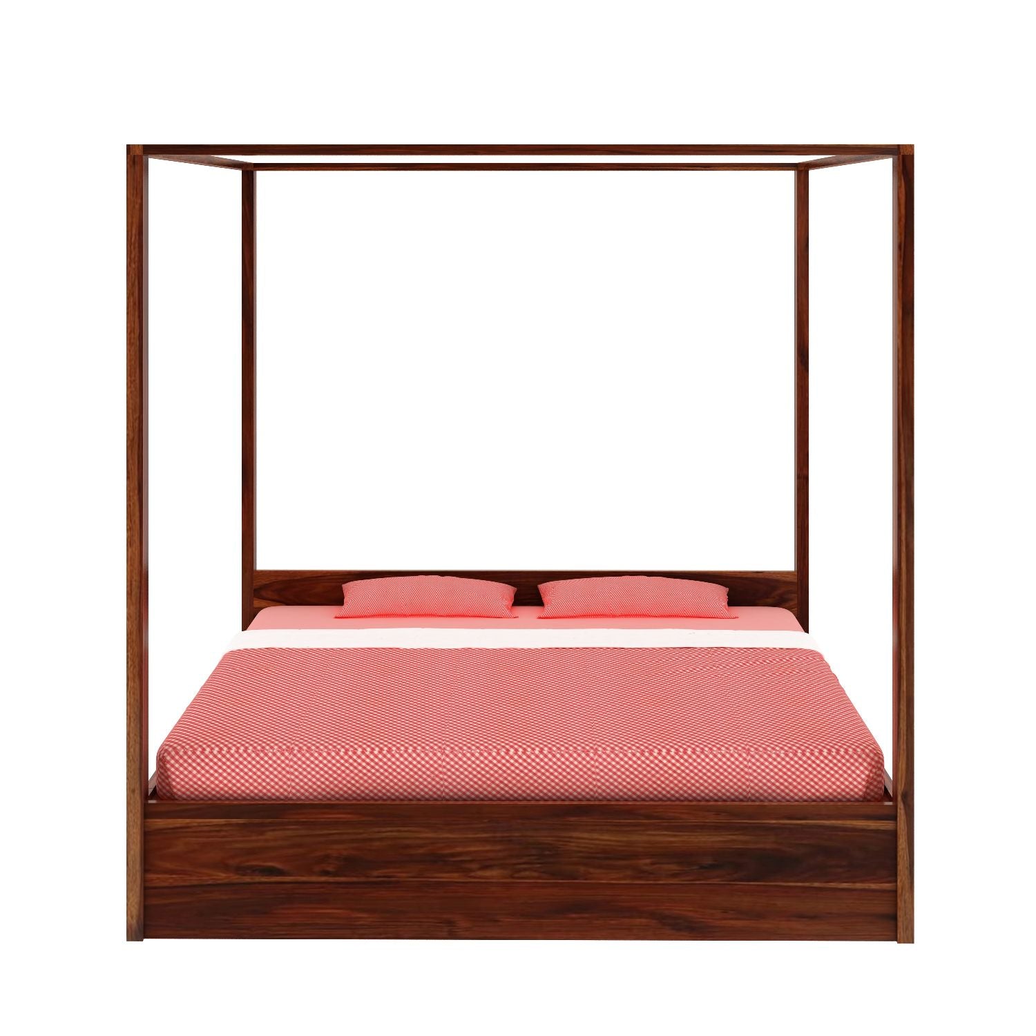 Solivo Solid Sheesham Wood Poster Bed Without Storage (King Size, Natural Finish)