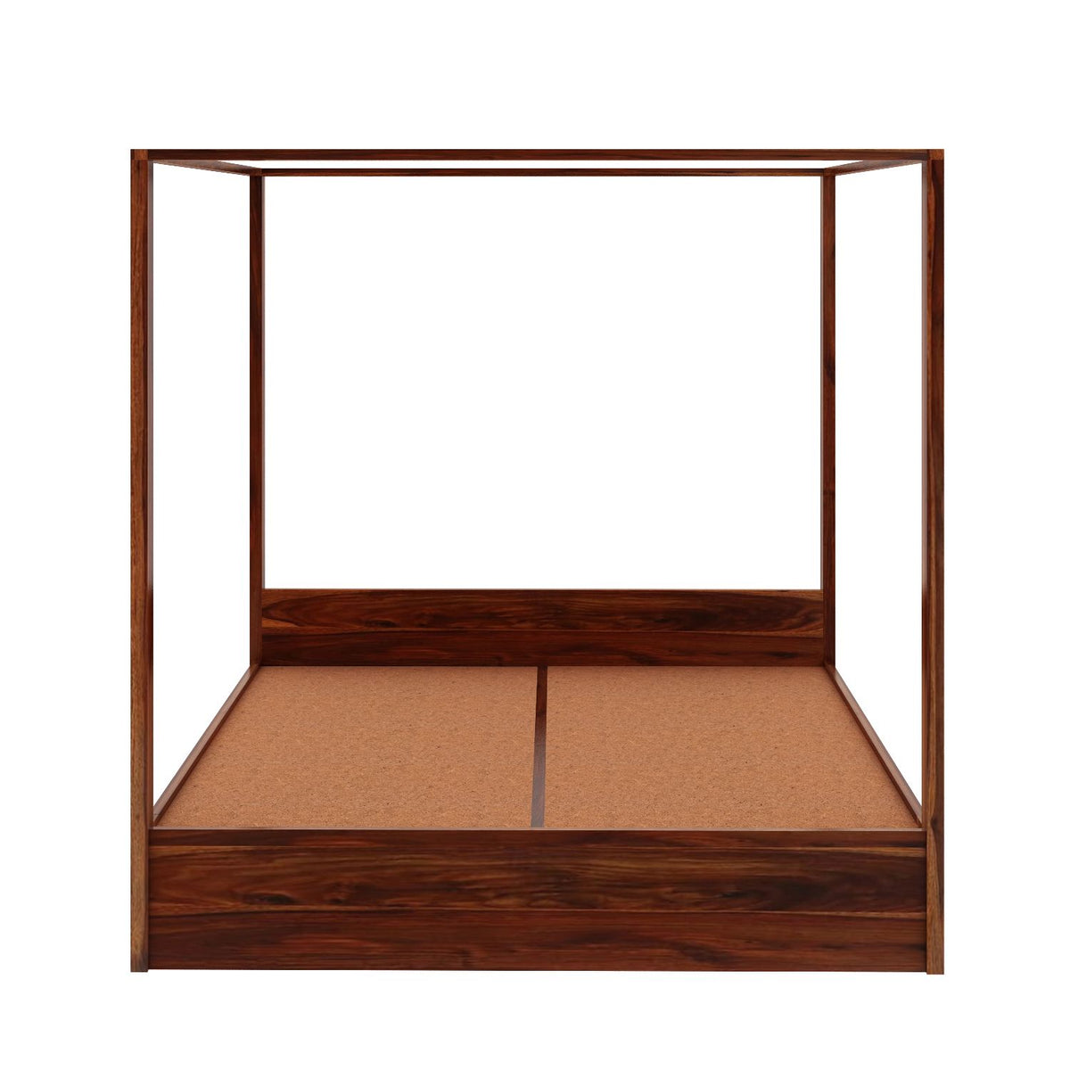 Solivo Solid Sheesham Wood Poster Bed Without Storage (King Size, Natural Finish)