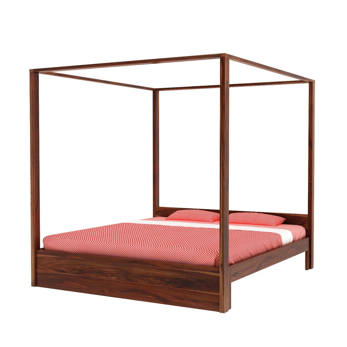 Solivo Solid Sheesham Wood Poster Bed Without Storage (King Size, Natural Finish)