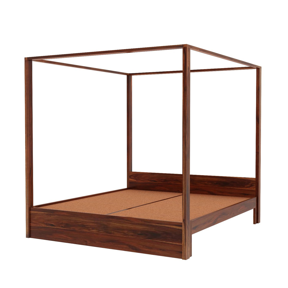 Solivo Solid Sheesham Wood Poster Bed Without Storage (King Size, Natural Finish)
