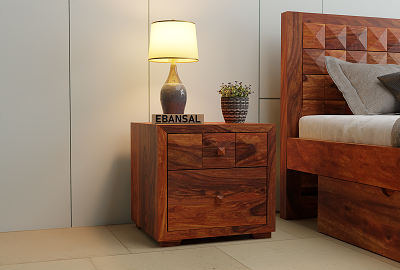 Sofia Solid Sheesham Wood Bedside Table (Natural Finish)