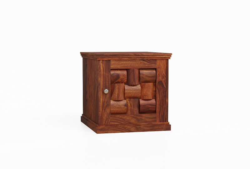 Olivia Solid Sheesham Wood Bedside Table (Natural Finish)