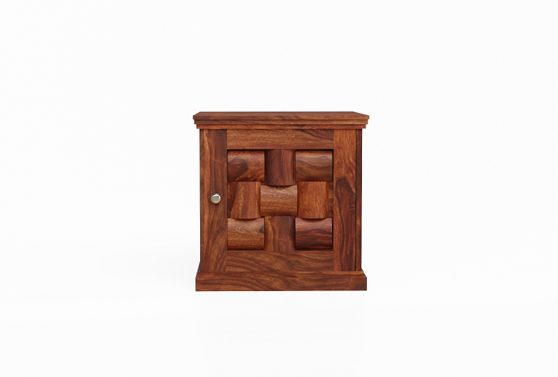 Olivia Solid Sheesham Wood Bedside Table (Natural Finish)