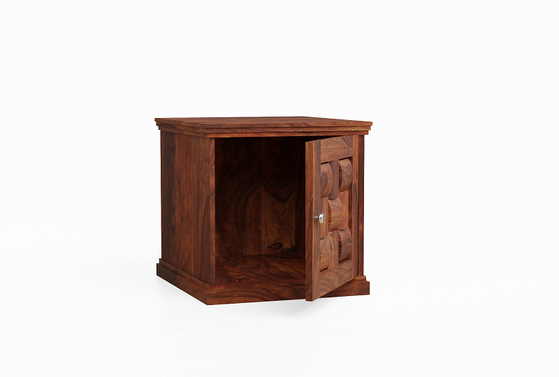 Olivia Solid Sheesham Wood Bedside Table (Natural Finish)