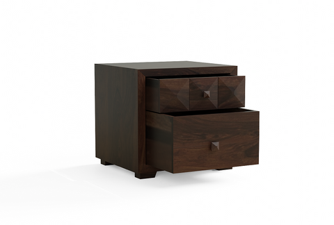 Sofia Solid Sheesham Wood Bedside Table (Walnut Finish)