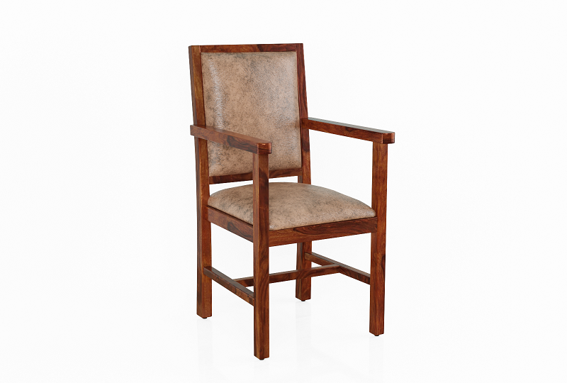 Revista Solid Sheesham Wood Arm Chair (Natural Finish)