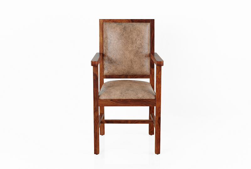 Revista Solid Sheesham Wood Arm Chair (Natural Finish)