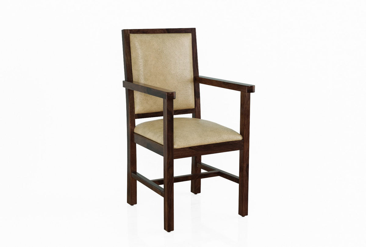 Revista Solid Sheesham Wood Arm Chair (Walnut Finish)