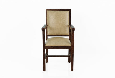 Revista Solid Sheesham Wood Arm Chair (Walnut Finish)