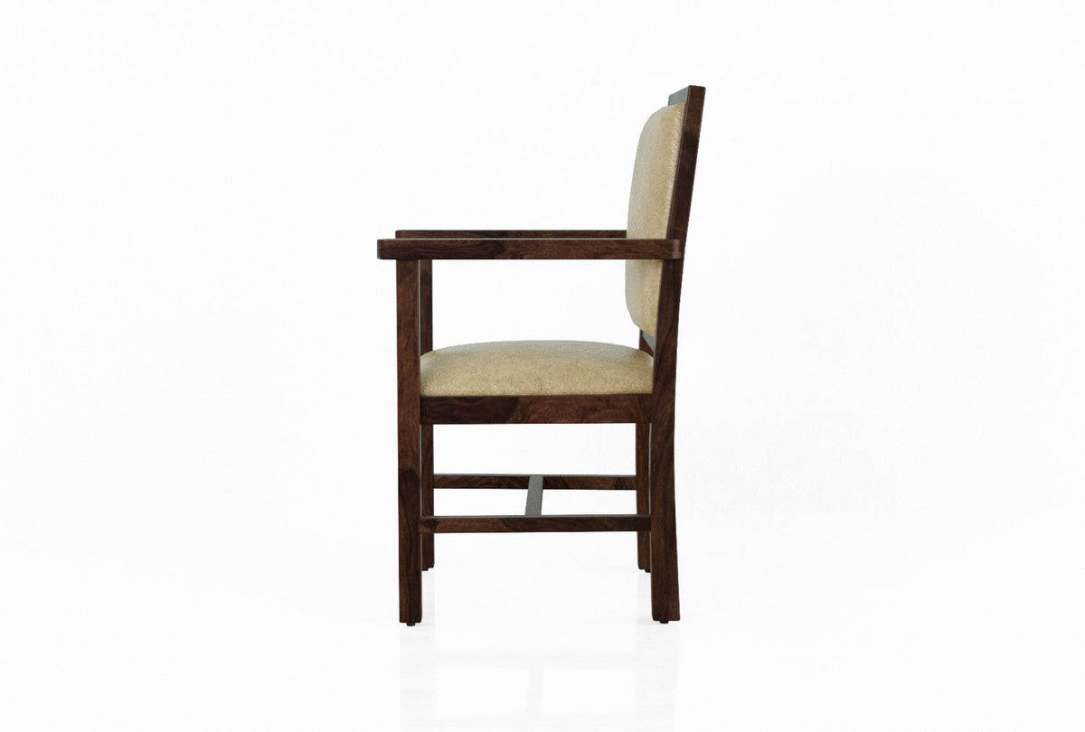 Revista Solid Sheesham Wood Arm Chair (Walnut Finish)
