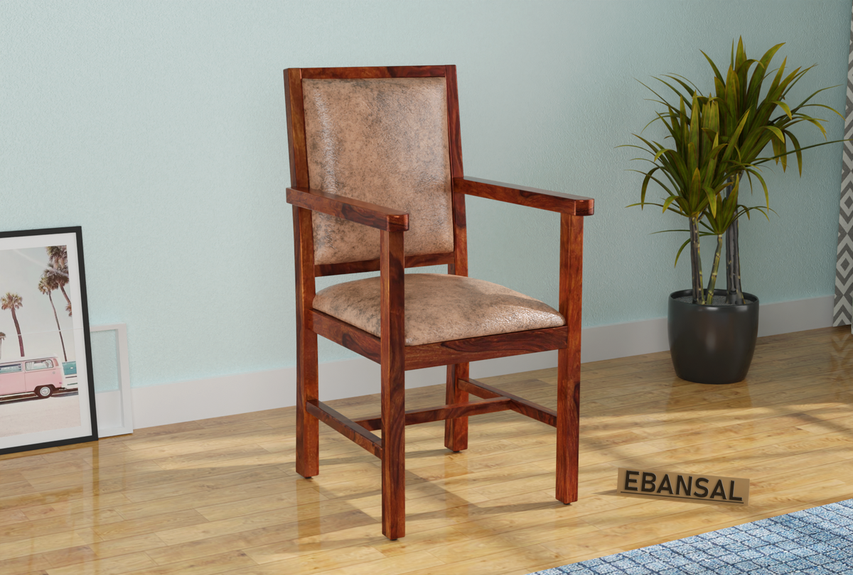 Revista Solid Sheesham Wood Arm Chair (Natural Finish)