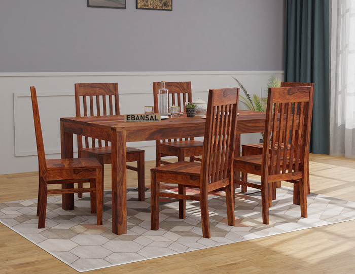 Minimal Solid Sheesham Wood Seater Dining Set (Plan Chairs