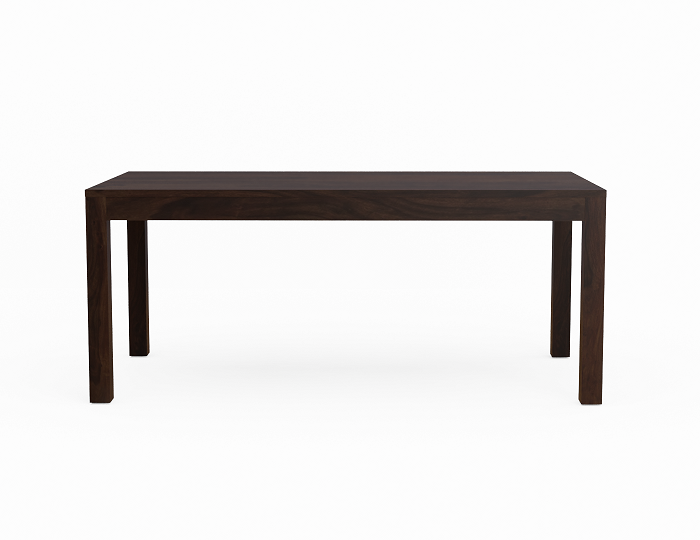 Minimal Solid Sheesham Wood 6 Seater Dining Table With 6 Chairs (Plan Chairs, Walnut Finish)