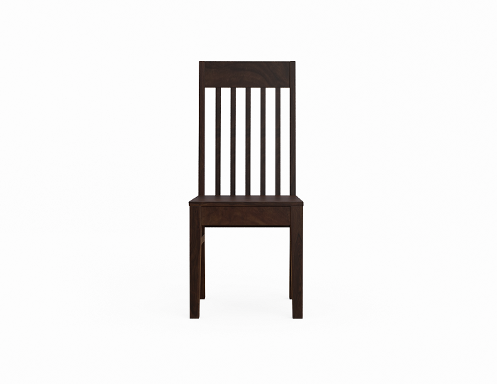 Minimal Solid Sheesham Wood 6 Seater Dining Table With 6 Chairs (Plan Chairs, Walnut Finish)