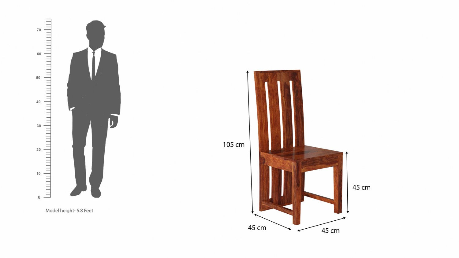 Woodora Solid Sheesham Wood Chair (Natural Finish)