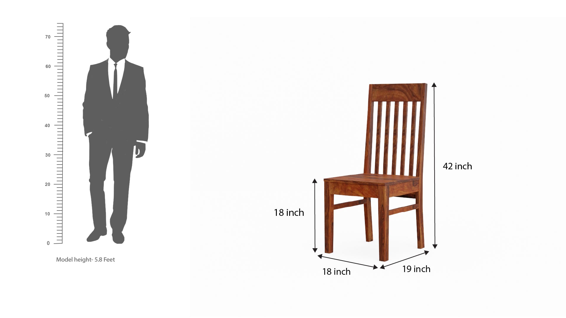 Minimal Solid Sheesham Wood 6 Seater Dining Set (Plan Chairs, Natural Finish)