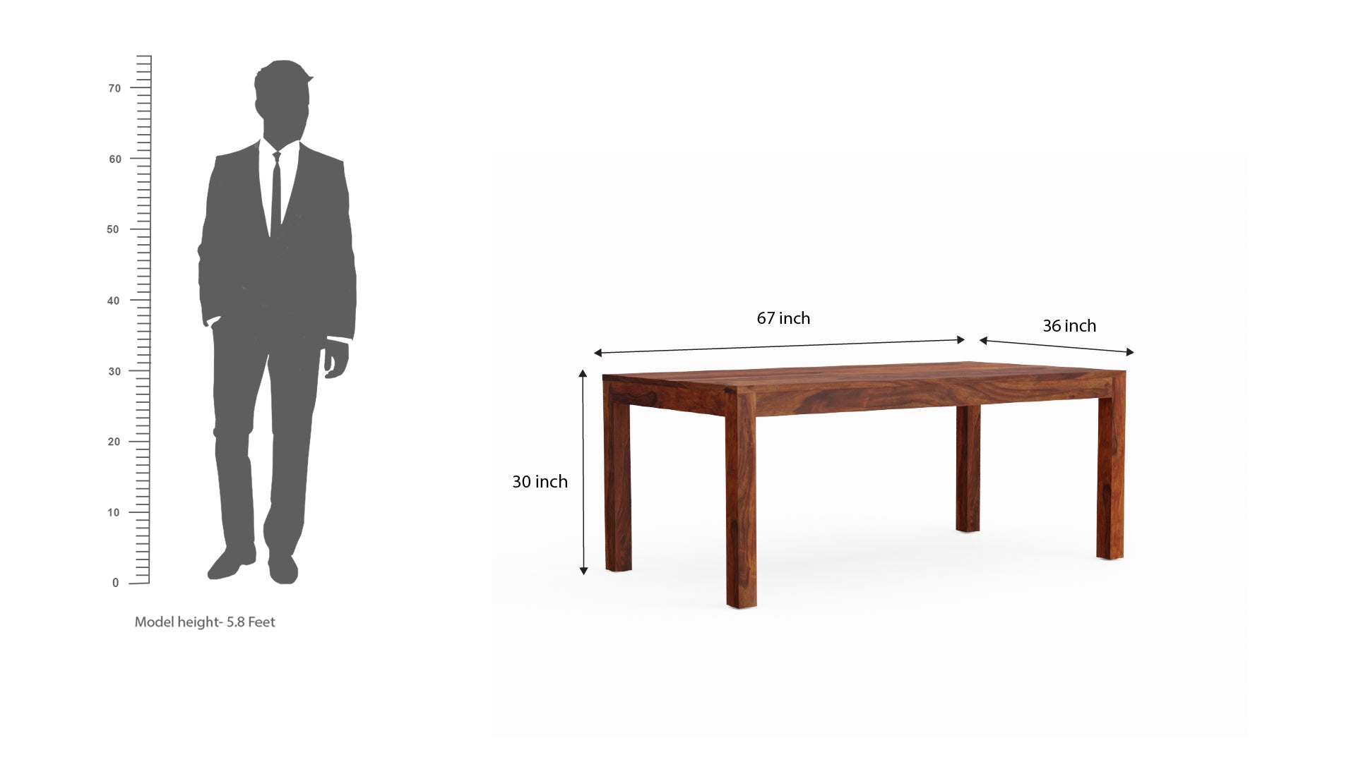 Minimal Solid Sheesham Wood Seater Dining Set (Plan Chairs, Natural Finish)