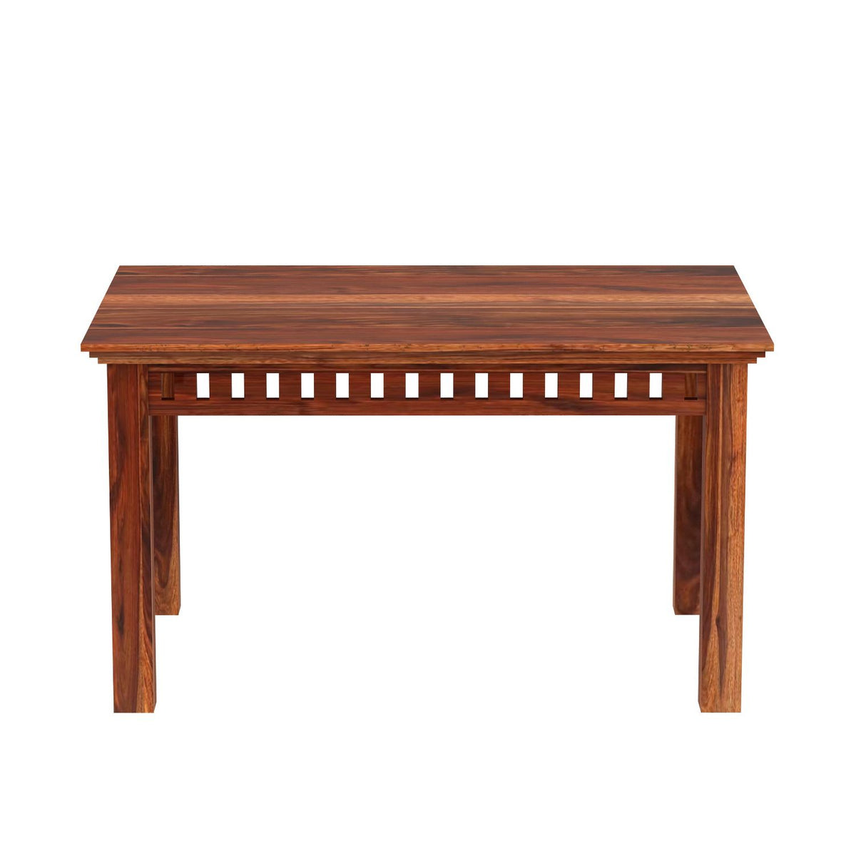 Amer Solid Sheesham Wood 4 Seater Dining Table With 4 Chairs (With Cushion, Natural Finish)