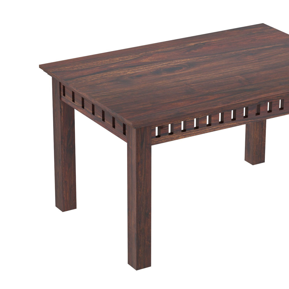 Amer Solid Sheesham Wood 4 Seater Dining Table With 4 Chairs (With Cushion, Walnut Finish)