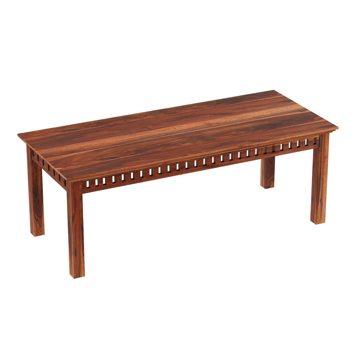 Amer Solid Sheesham Wood 8 Seater Dining Table With 8 Chairs (With Cushion, Natural Finish)