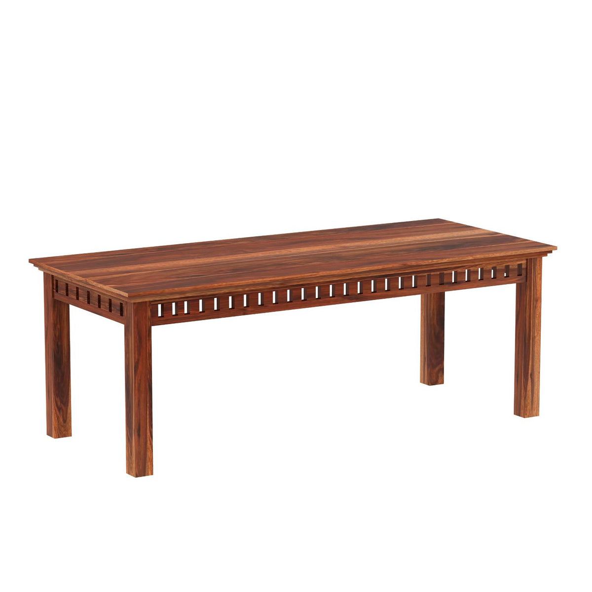 Amer Solid Sheesham Wood 8 Seater Dining Table With 8 Chairs (With Cushion, Natural Finish)