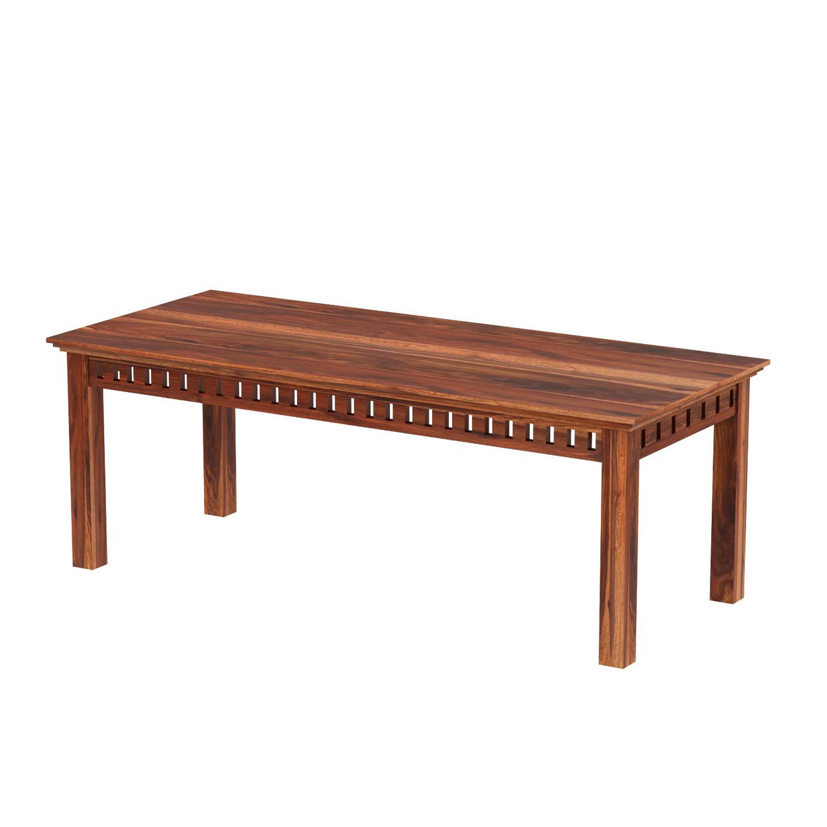 Amer Solid Sheesham Wood 8 Seater Dining Table With 8 Chairs (With Cushion, Natural Finish)