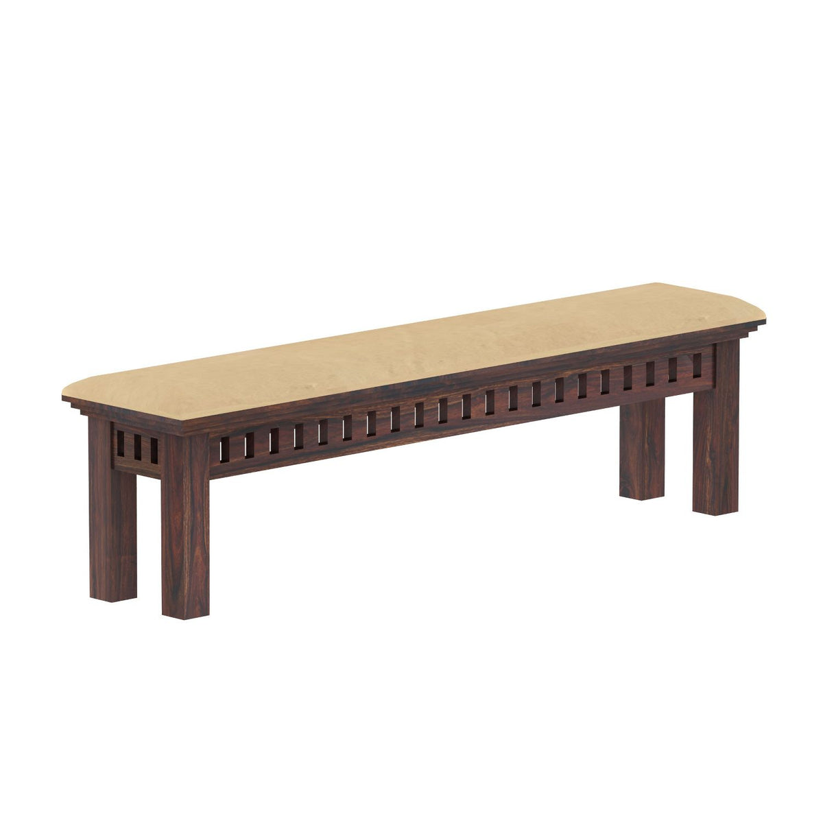Amer Solid Sheesham Wood 8 Seater Dining Table With 5 Chairs And 1 Bench (With Cushion, Walnut Finish)