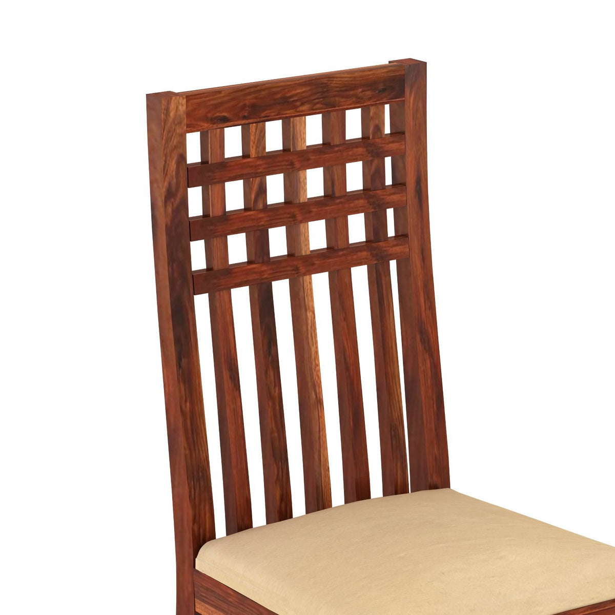 Amer Solid Sheesham Wood 4 Seater Dining Table With 4 Chairs (With Cushion, Natural Finish)