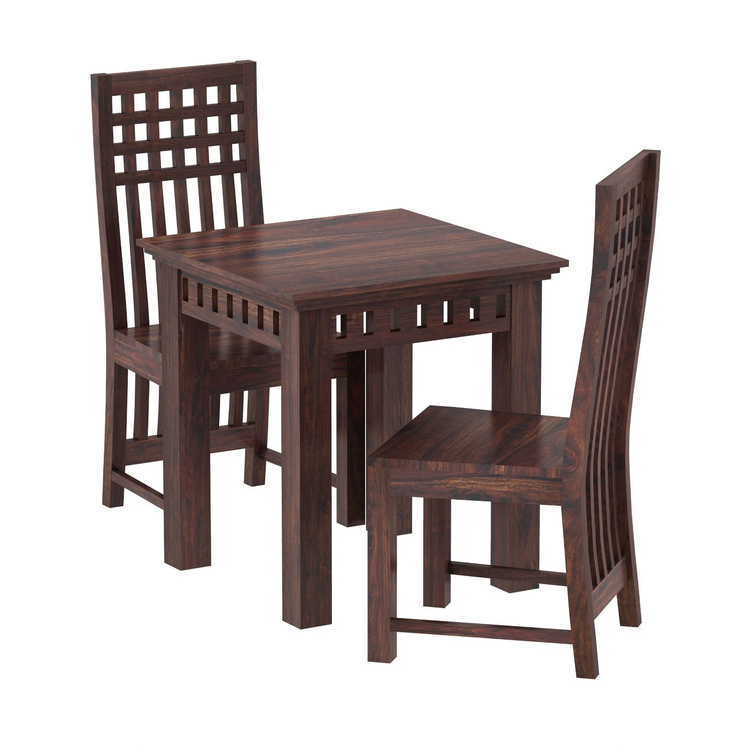 Amer Solid Sheesham Wood 2 Seater Dining Set (Without Cushion, Walnut Finish)