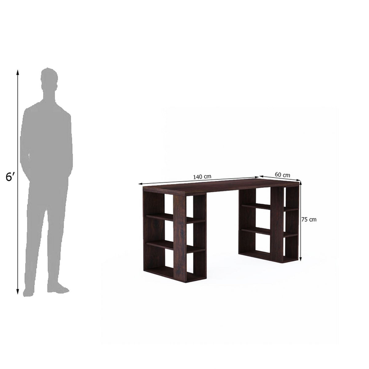 Maurice Solid Sheesham Wood Study Table (Square, Walnut Finish)