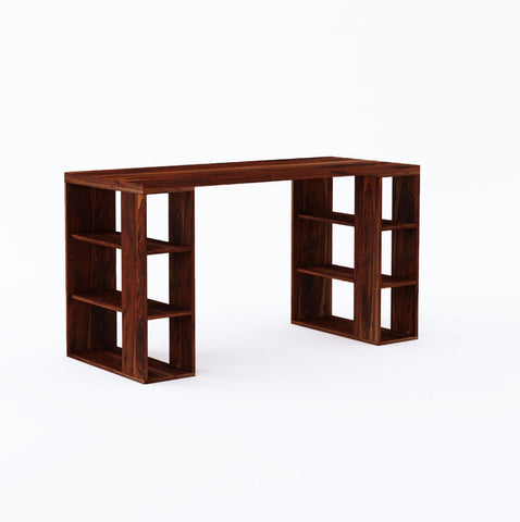 Maurice Solid Sheesham Wood Study Table (Square, Natural Finish)