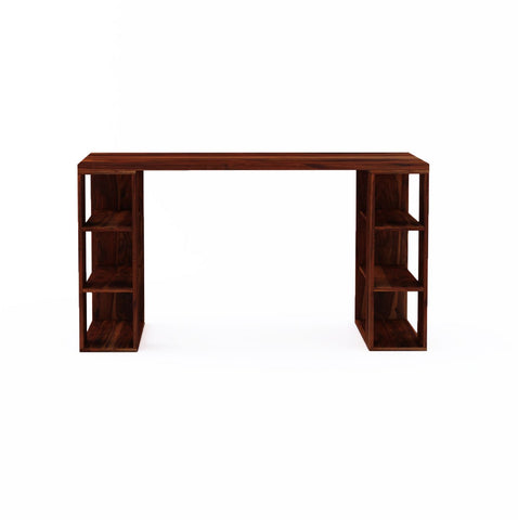 Maurice Solid Sheesham Wood Study Table (Square, Natural Finish)