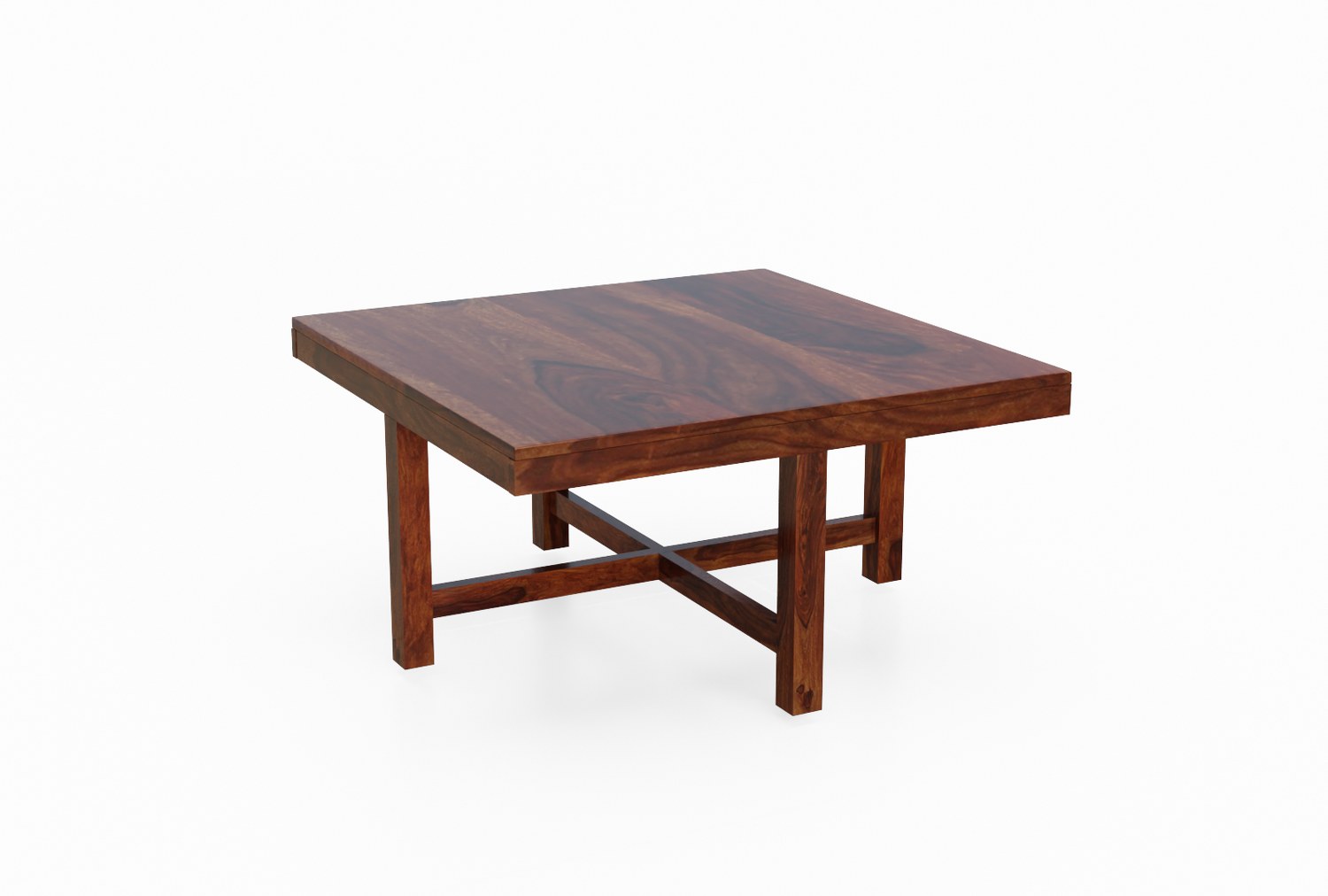Mobell Solid Sheesham Wood Coffee Table Set With Four Stools (Four Legs, Natural Finish)