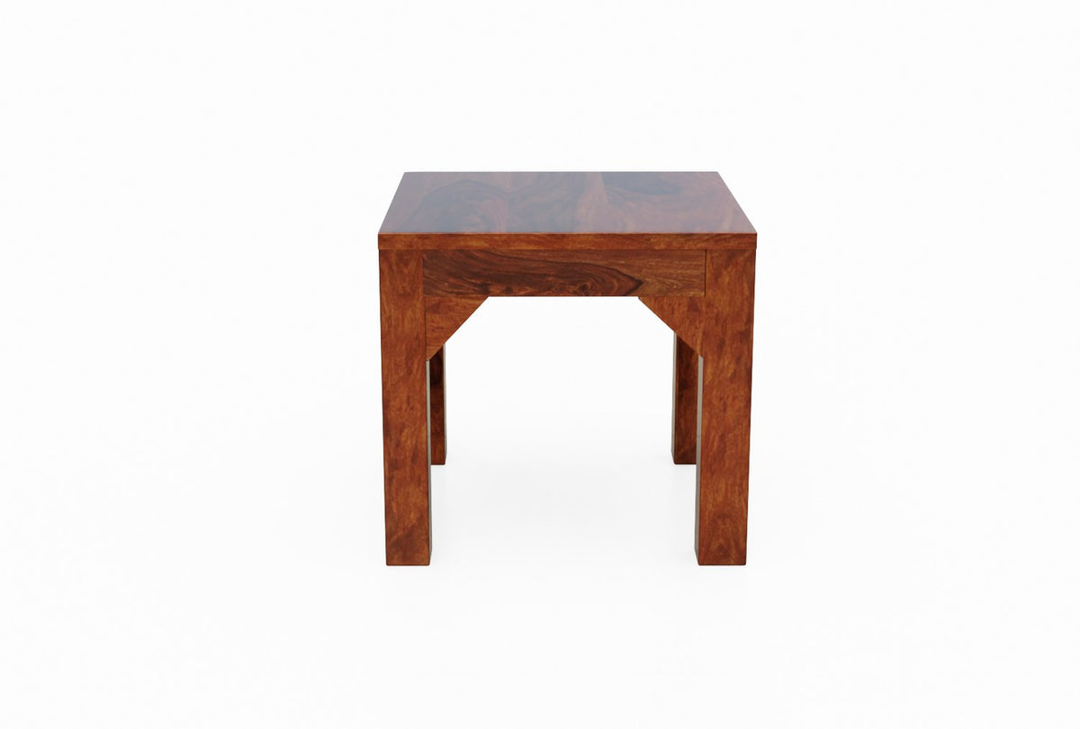Mobell Solid Sheesham Wood Coffee Table Set With Four Stools (Four Legs, Natural Finish)