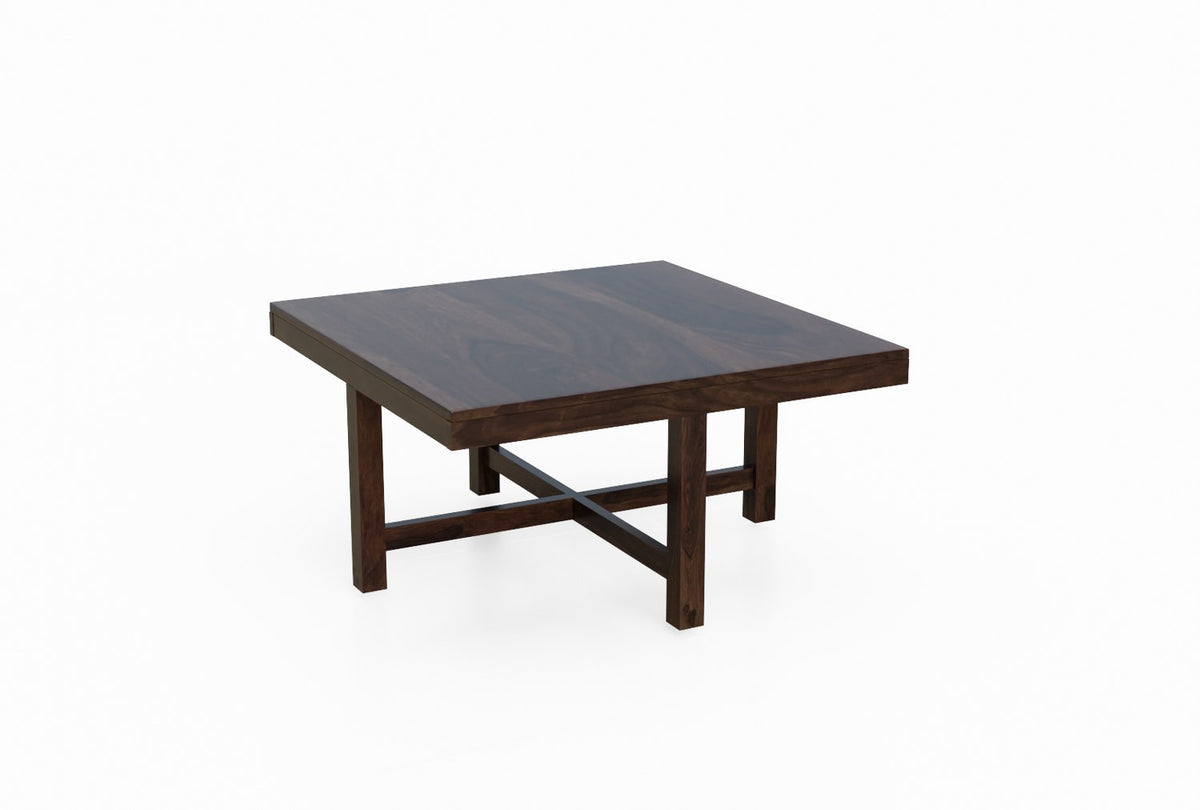 Mobell Solid Sheesham Wood Coffee Table Set With Four Stools (Four Legs, Walnut Finish)
