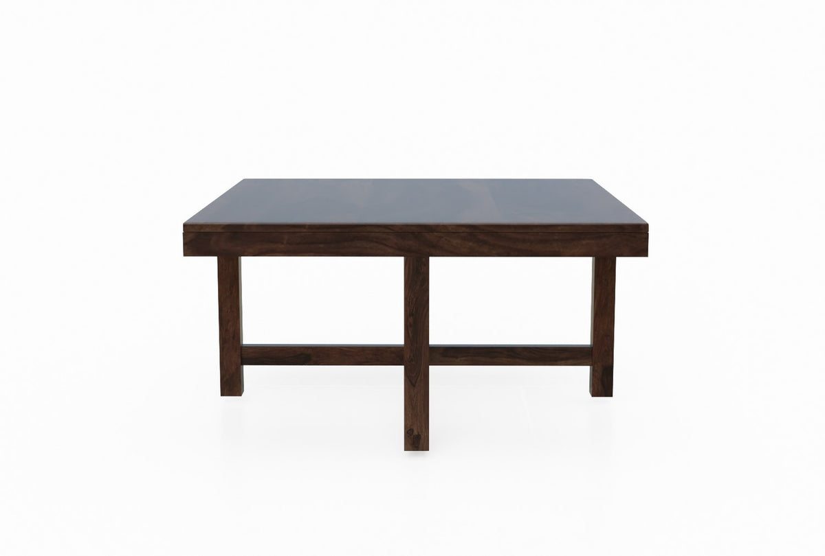 Mobell Solid Sheesham Wood Coffee Table Set With Four Stools (Four Legs, Walnut Finish)