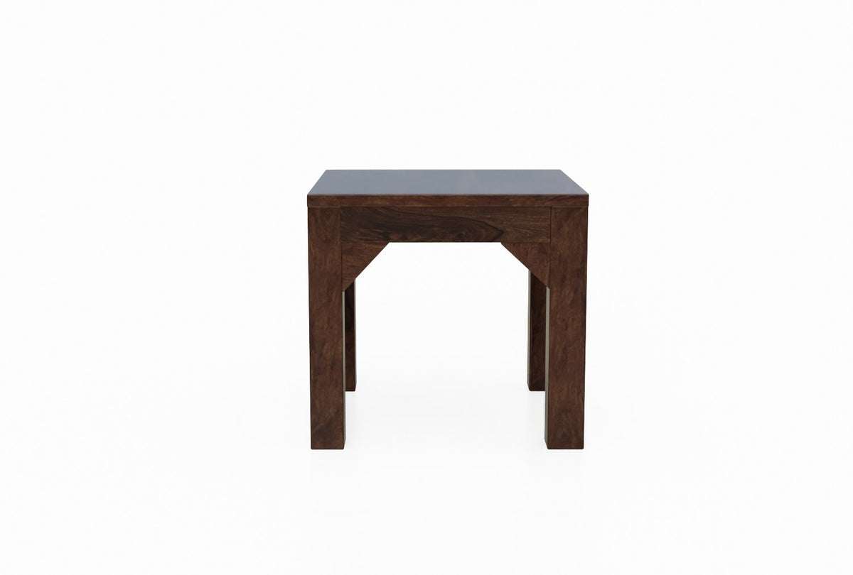 Mobell Solid Sheesham Wood Coffee Table Set With Four Stools (Four Legs, Walnut Finish)
