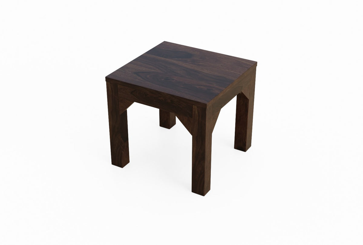 Mobell Solid Sheesham Wood Coffee Table Set With Four Stools (Four Legs, Walnut Finish)