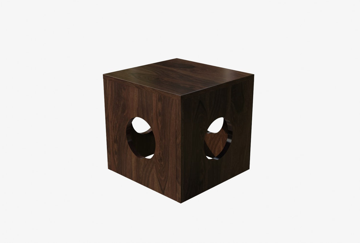 Mobell Solid Sheesham Wood Coffee Table Set With Four Stools (Round, Walnut Finish)