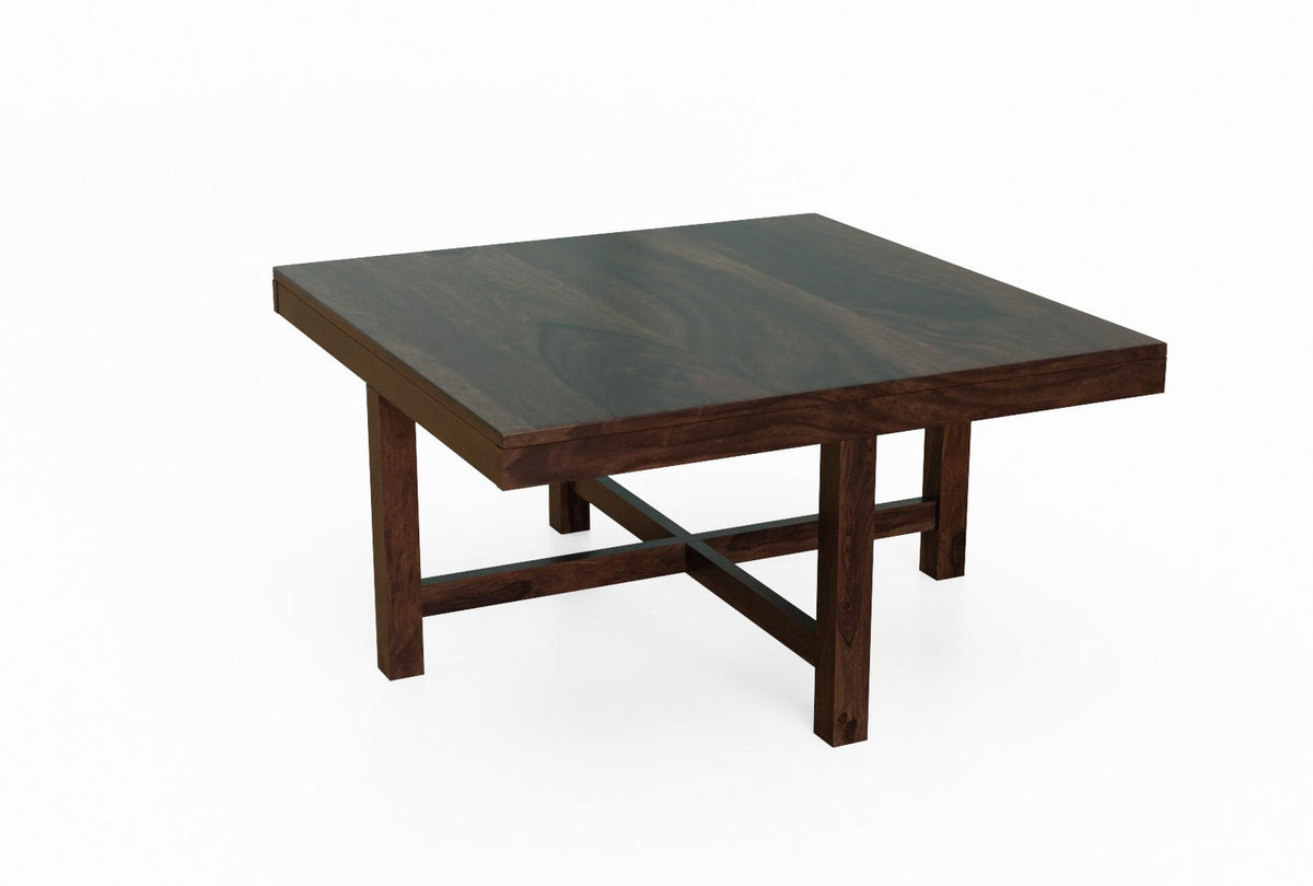 Mobell Solid Sheesham Wood Coffee Table Set With Four Stools (Round, Walnut Finish)