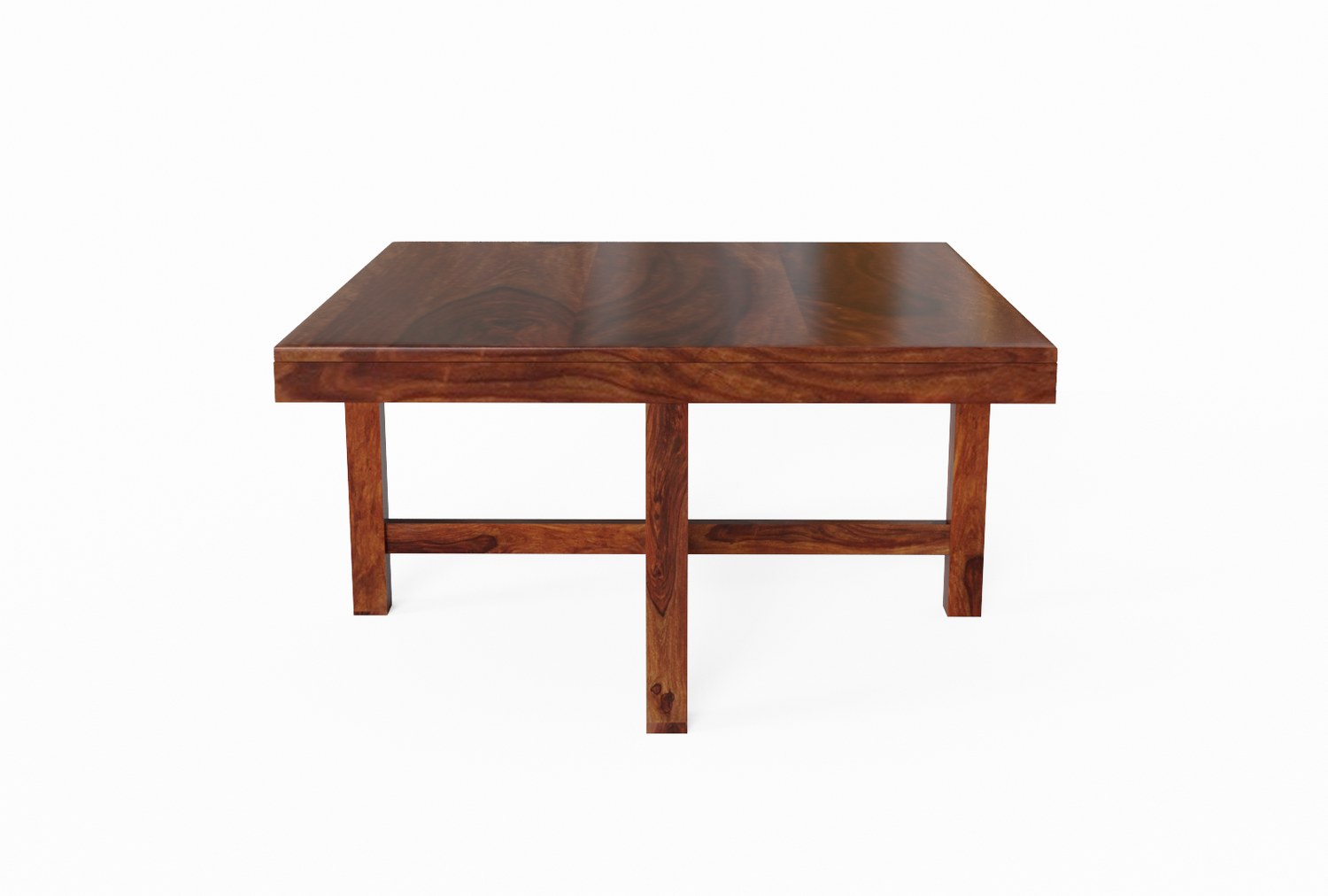 Mobell Solid Sheesham Wood Coffee Table Set With Four Stools (Capsule, Natural Finish)