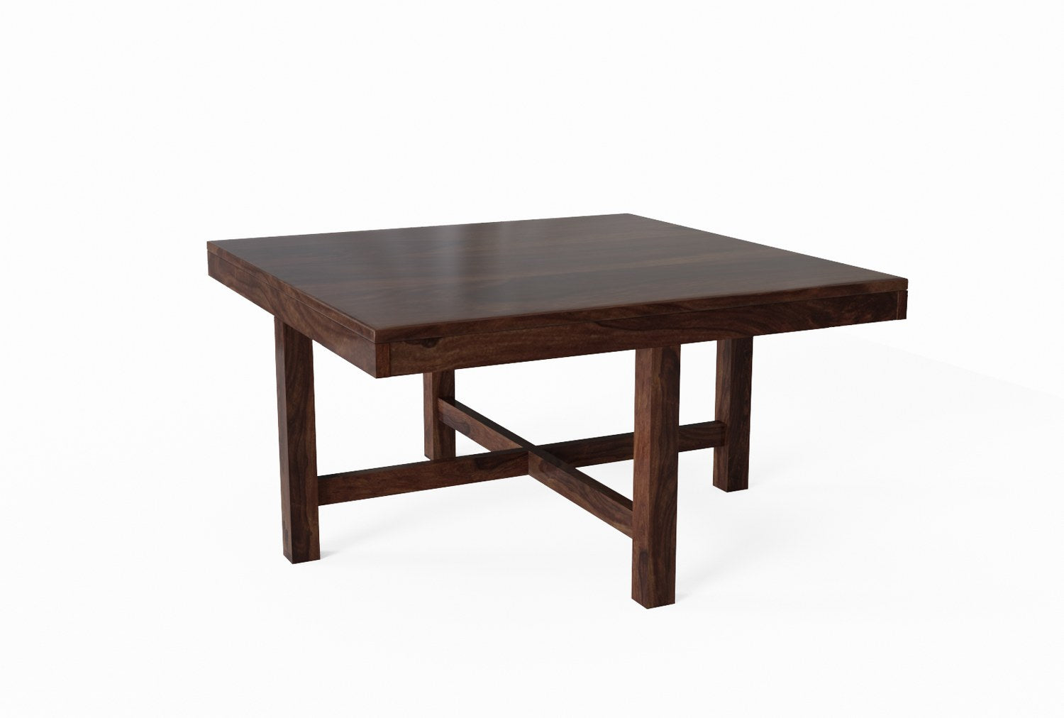 Mobell Solid Sheesham Wood Coffee Table Set With Four Stools (Capsule, Walnut Finish)