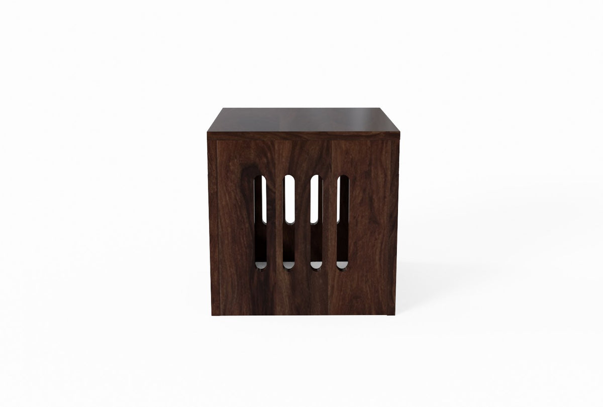 Mobell Solid Sheesham Wood Coffee Table Set With Four Stools (Capsule, Walnut Finish)
